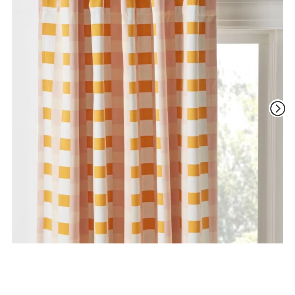 2 Blackout Pink/ Orange/ White Checkered Curtain Panels 42” x 84”